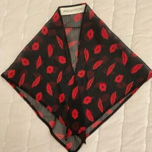 Vanessa Mooney Lip Print Scarf in Black and Red